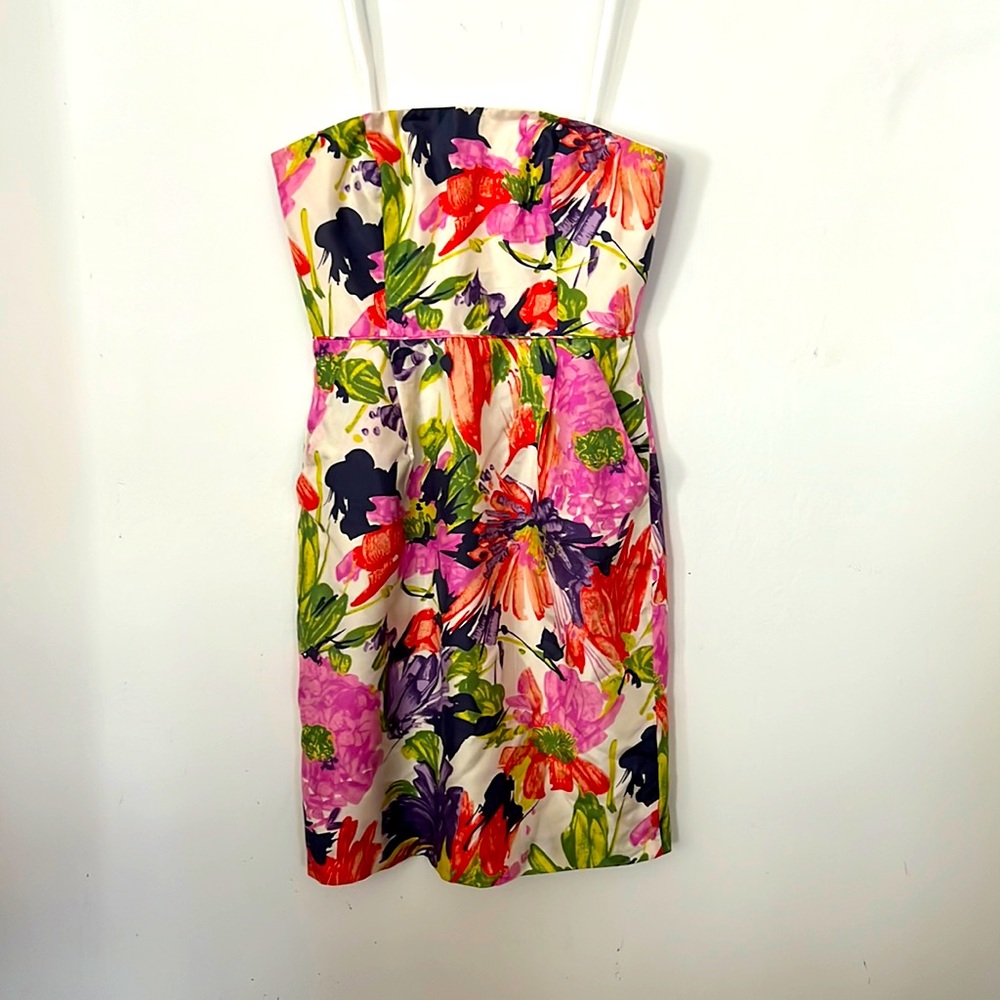 Strapless floral dress from J. Crew (00)